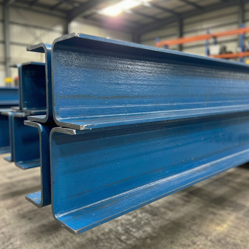 Structural steel beams with coated finish